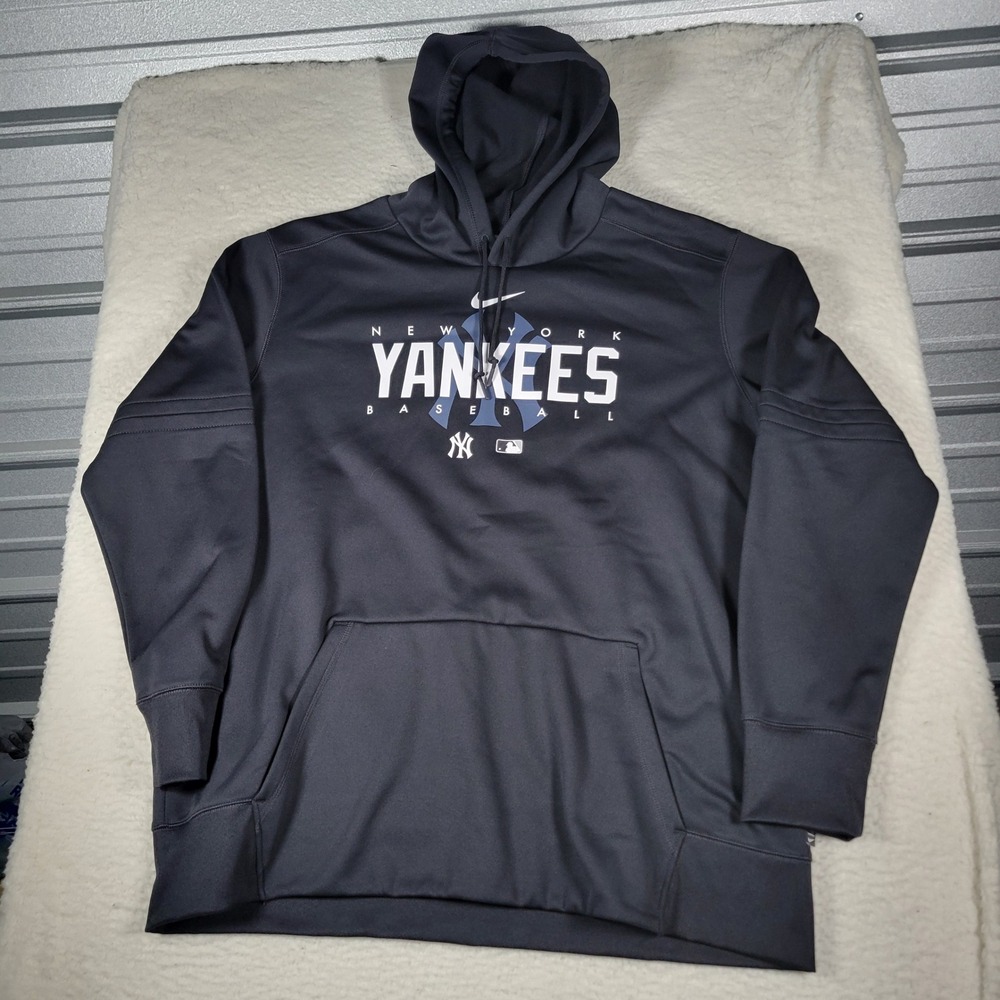 Nike Pullover Hoodie Mens XXL Navy Blue NY Yankees Therma-FIT Baseball Top